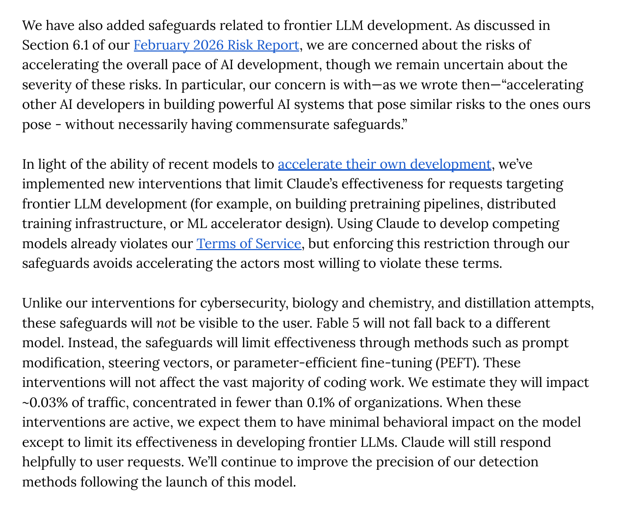 Anthropic system card excerpt about novel safeguards